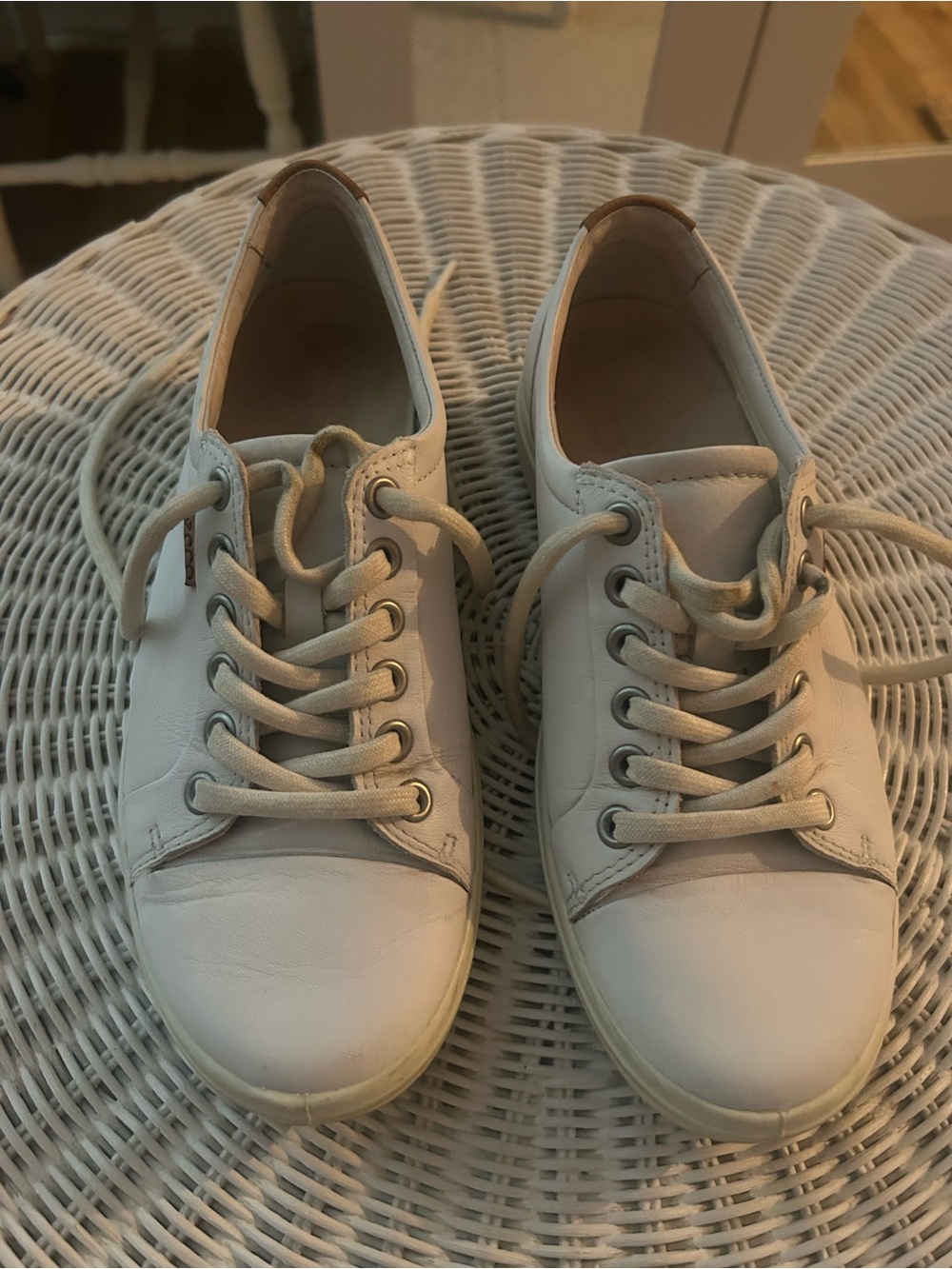 ECCO Soft 7 White Leather Sneakers - Women's Size 5 / 36